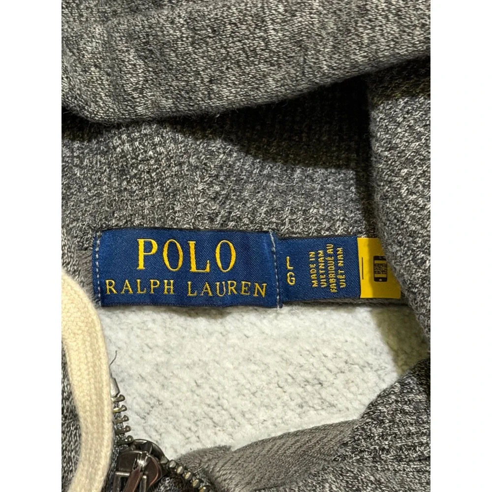 Polo Ralph‎ Lauren Mens Full Zip Hoodie Heather Grey Fleece Sweatshirt Large